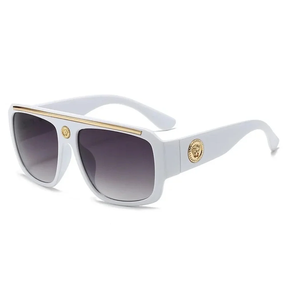 Mens White Gold Oversized Square Sunglasses Flat Top Gangster Hip Hop Shades New